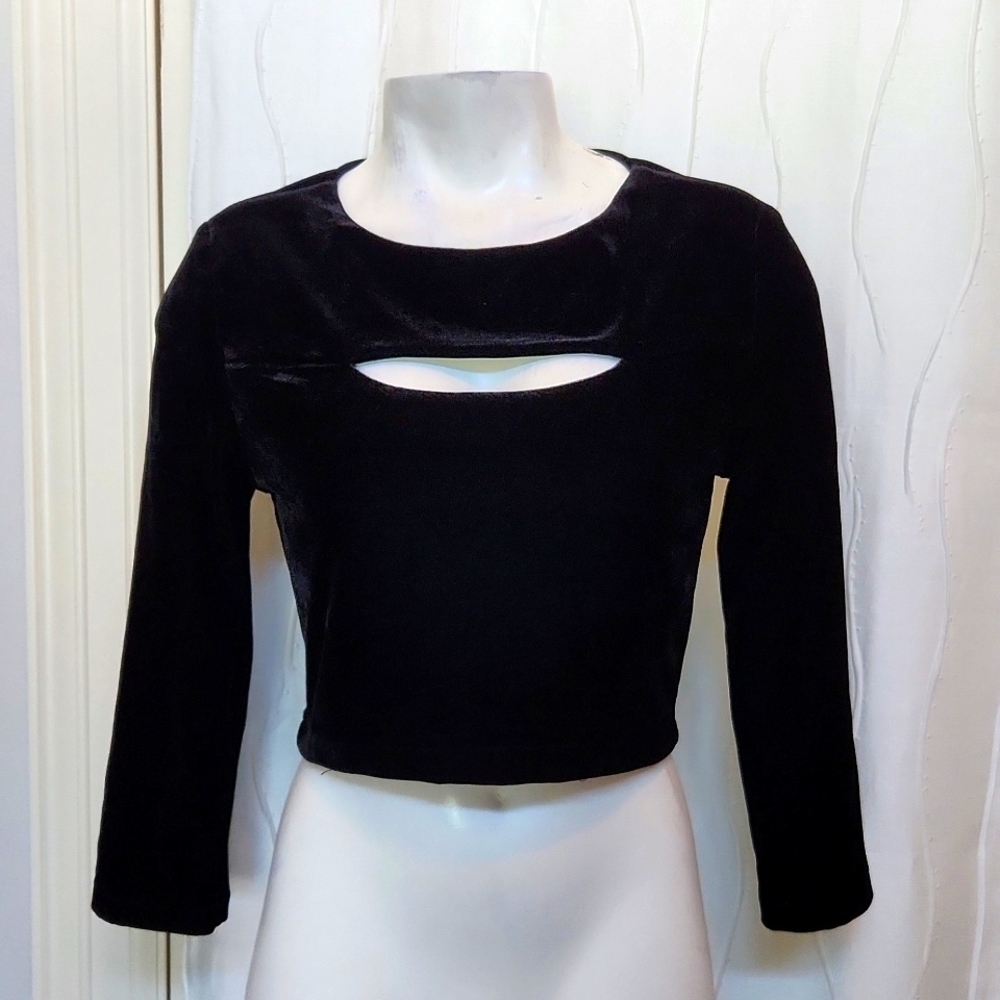 Jodi Kristopher Black Velvet Crop Top